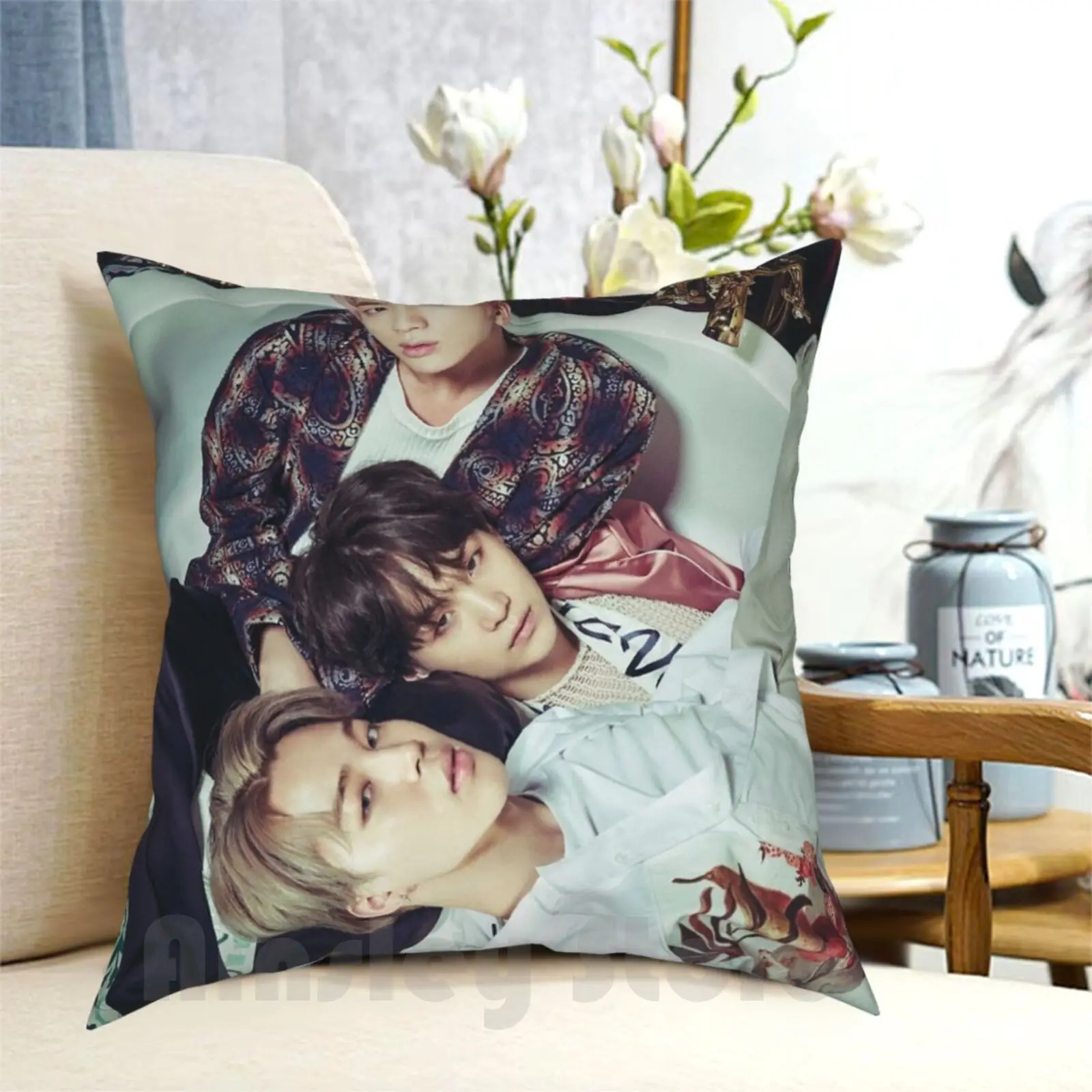 Suga , Jimin & Jin Pillow Case Printed Home Soft Throw Pillow Kpop Group Band Music Jimin Jhope J Hope Hobi Chimchim