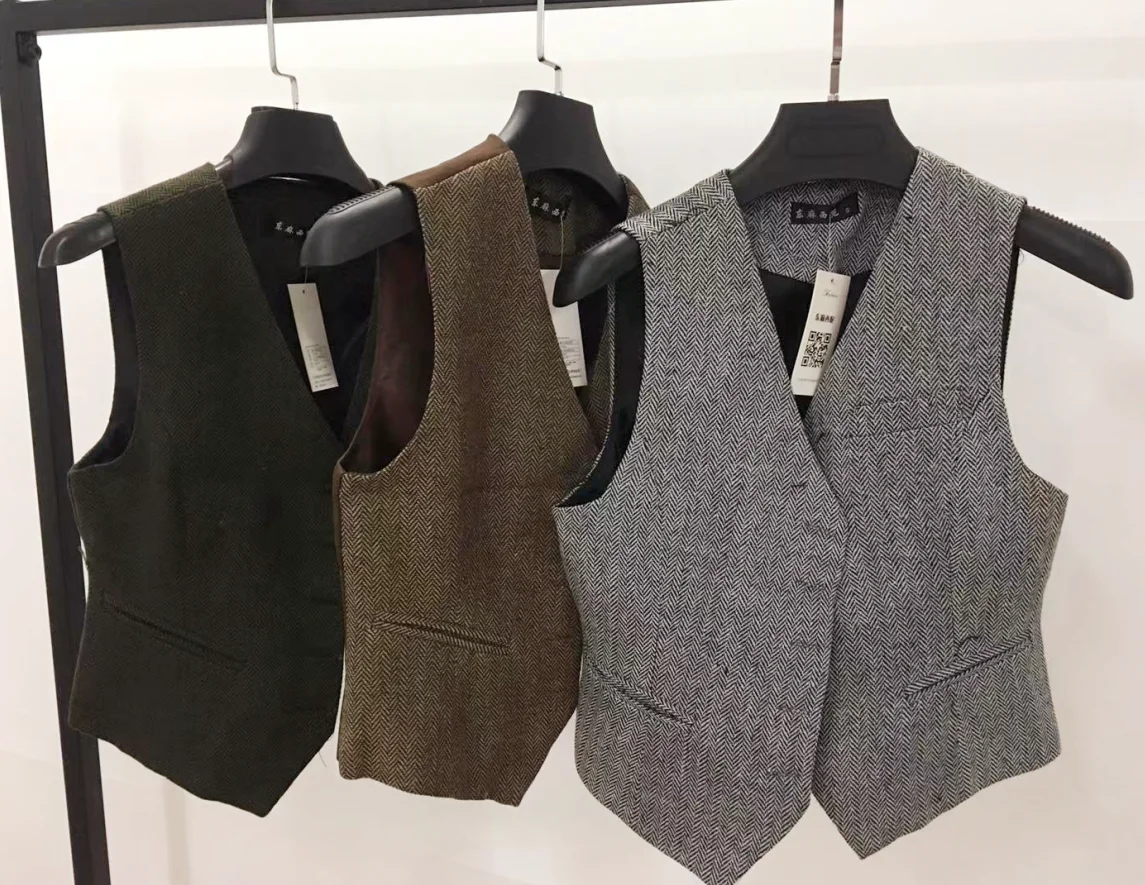 New retro suit vest ladies waistcoat short jacket Casual ol Coat women