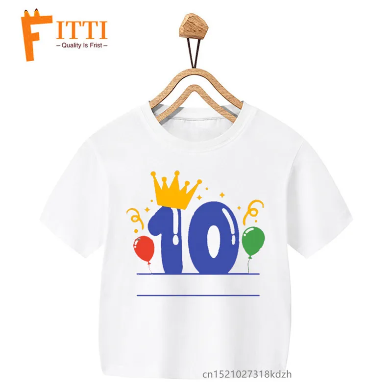 Balloons Birthday Number Flower Print Girl White T-shirt Kid Summer Kawaii Funny Clothes Little Baby Y2K Clothes,Drop Ship