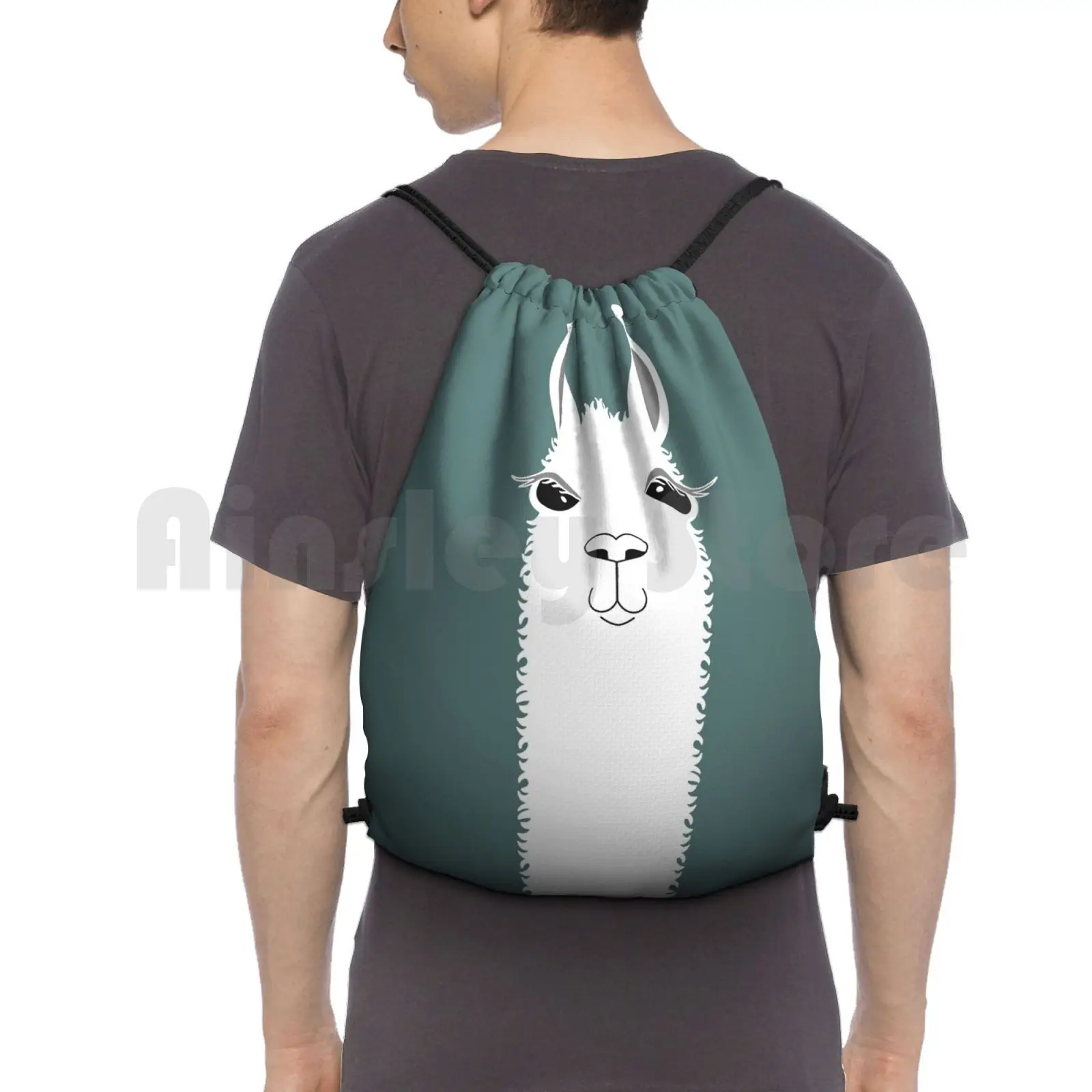 Llama Portrait #7 Backpack Drawstring Bags Gym Bag Waterproof Portrait Llama Llama Alpacas Alpaca Mammal Animal Animals