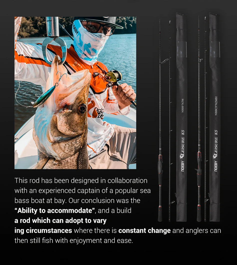 Noeby-Leisure K5 Spinning Angelrute, Carbon Köder Bait casting Rute für Bass, Winter Angelrute, 2,13 m, 2,29 m, m mh, 2 Abschnitt – Detail 3
