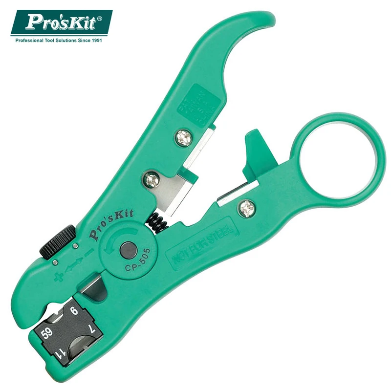 Original Pro'sKit CP-505 3 in 1 Universal Stripping Tool UTP/STP RG-59/6/7/11 Multifunctional Crimping Stripper