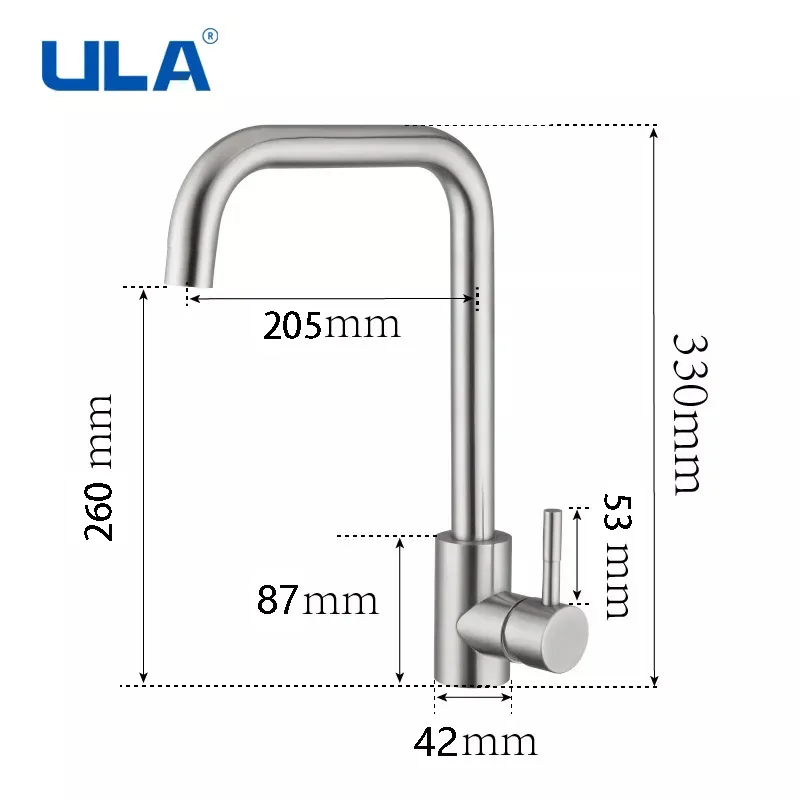 ULA Kitchen Faucet Gold Stainless Steel 360 Rotate Kitchen Tap Faucet Deck Mount Cold Hot Water Sink Mixer Taps Torneira