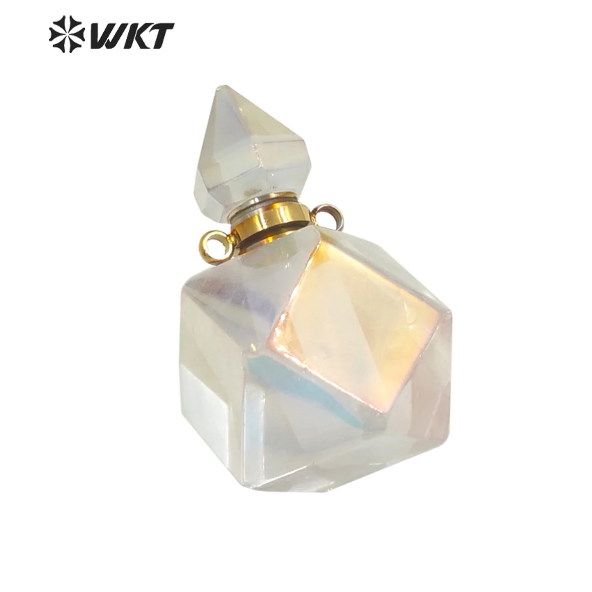 WT-P1696 Amazing Spirit Natural Aura Crystal Quartz Essencial Oil Perfume Bottle Jewelry Pendant Faceted Necklace Accessories