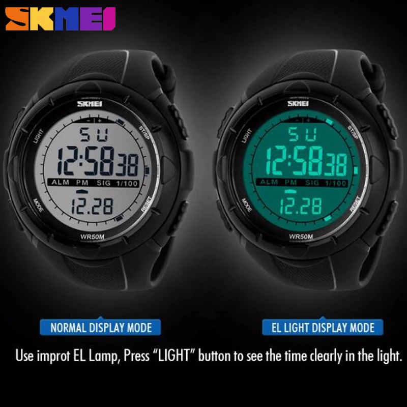 SKMEI Fashion Digital LED di Visualizzazione Degli Uomini Della Vigilanza di Sport Esterno Chrono Orologio Impermeabile Militare Elettronica Orologi Da Polso reloj hombre orologio uomo