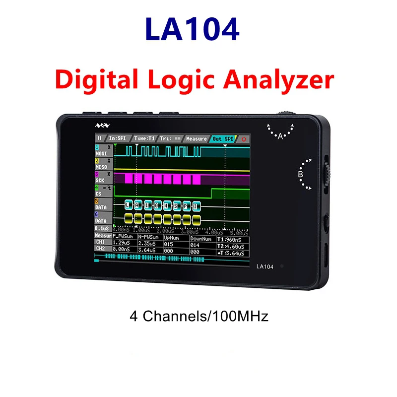 LA104 Digital Logic Analyzer Oscilloscope USB 4 Channel 100MHz Max Sampling Rate Built in 8MB Flash Storage Digital Oscilloscope