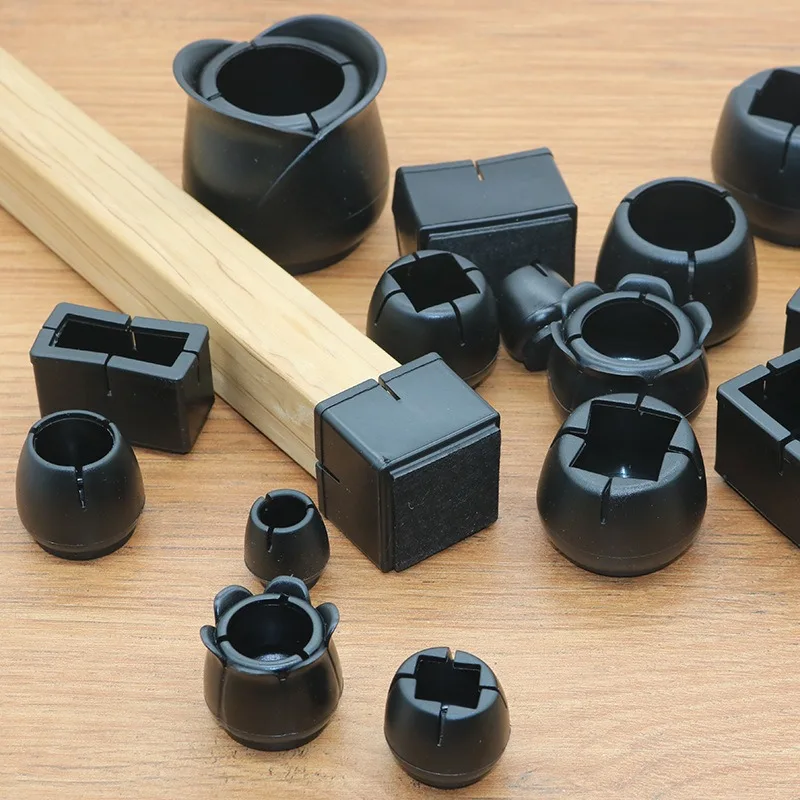 4 Stks/set Stoel Been Caps Rubber Voeten Protector Pads Meubels Tafel Covers Sokken Gat Stekkers Stofkap Zwart Leveling Voeten
