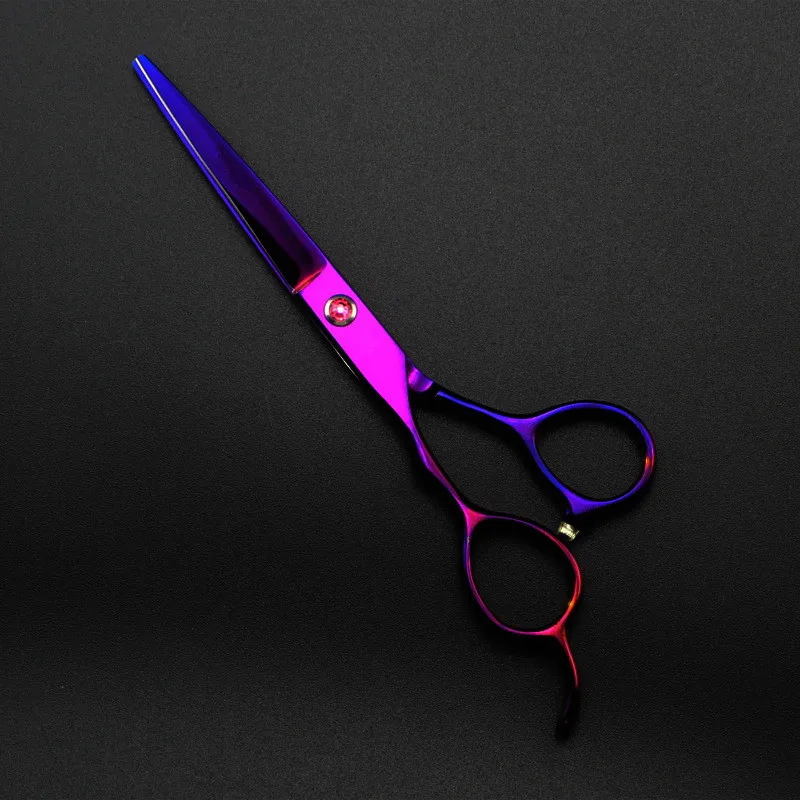 professional Japan 440c left handed 6 '' pruple hair scissors haircut thinning barber makas cutting shears hairdresser scissors