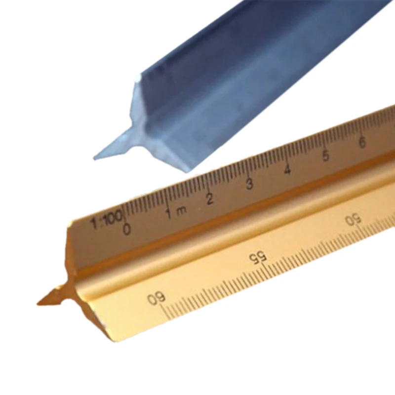 DEZI 30cm Triangular Scale Ruler 1:20-1:500 Alloy/Metal/Plastic Straight Ruler Clear Architect/Engineer Accurate Technical Scale