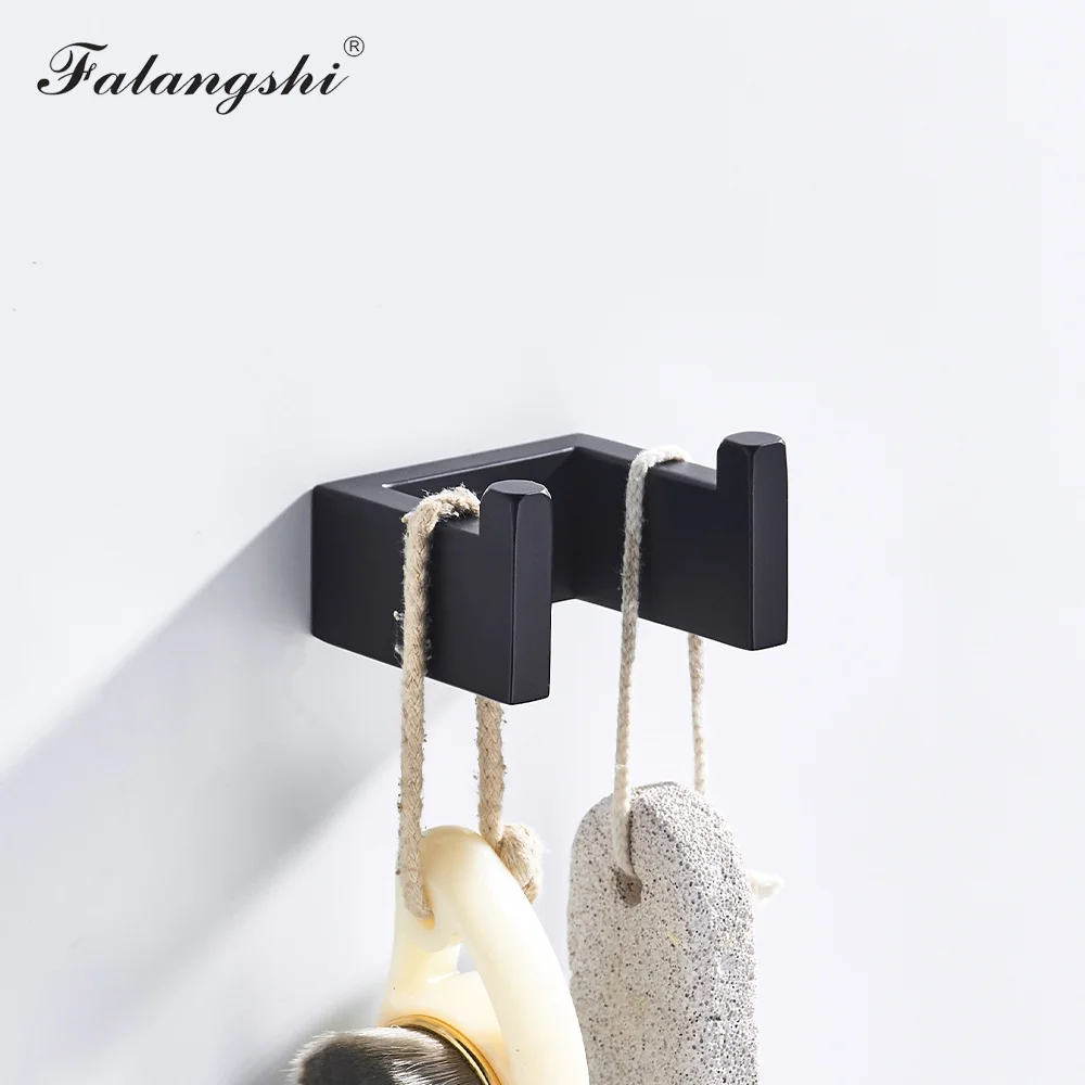 304 Stainless Steel Bathroom Hardware Set Black Robe Hooks Toilet Paper Holder Towel Rail Bar Accessories For Bathroom WB8856