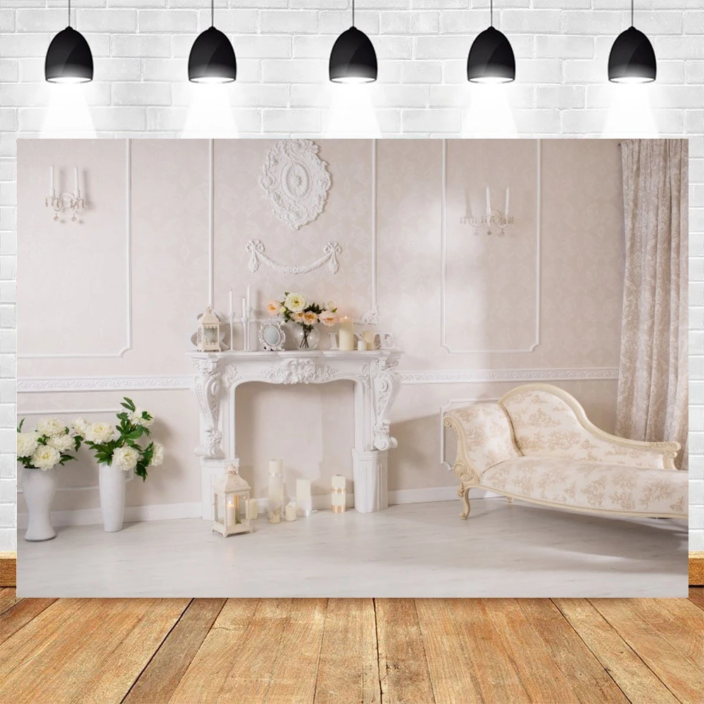 

Living Room Flower Fireplace Room Interior Baby Backdrop Vinyl Background Photography Photo Studio Photophone Photozone Props