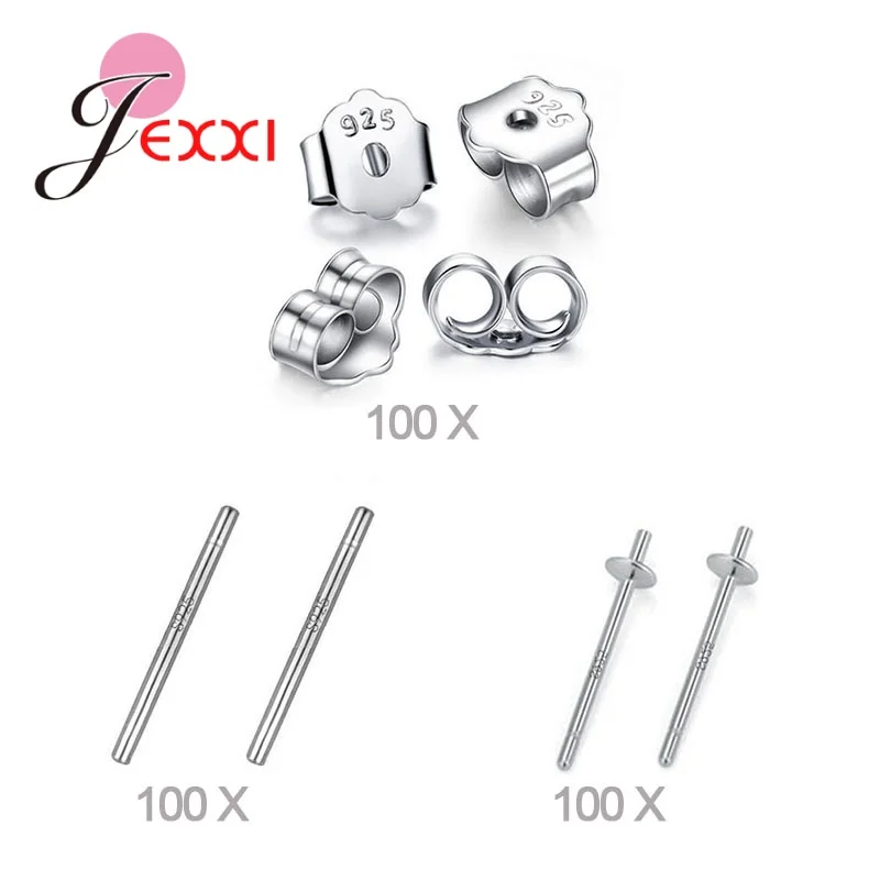 Package Selling Earring Findings For DIY Female Fashion Jewelry Genuine 925 Sterling Silver Earring Findings Newest Fashion