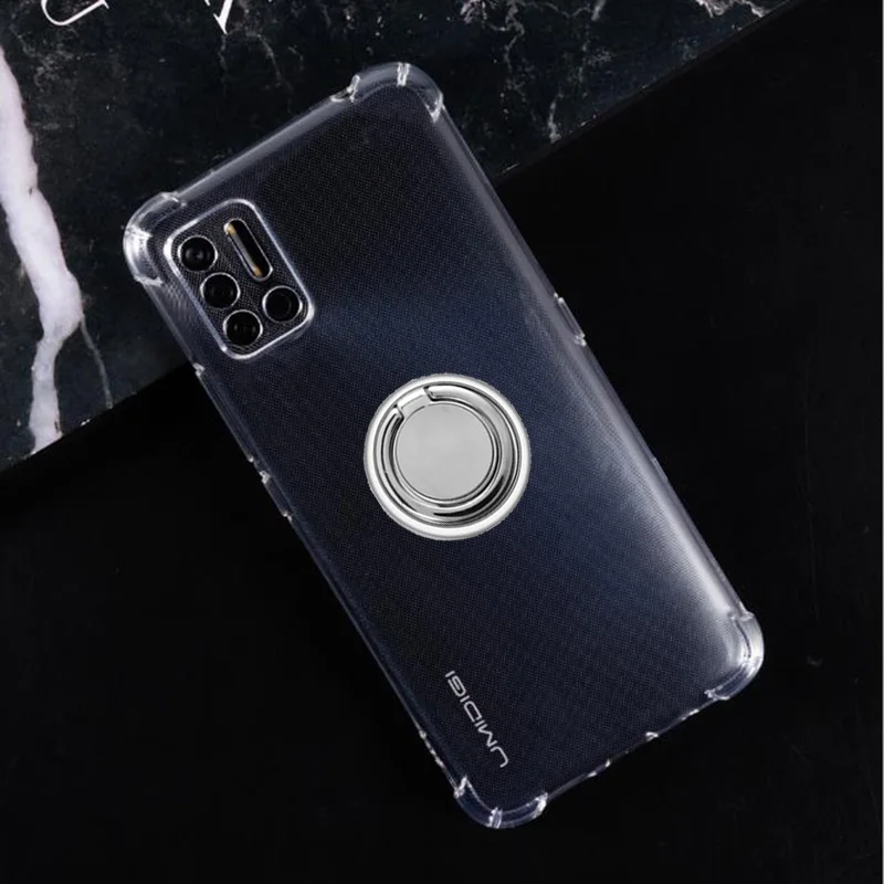 For UMIDIGI A7S A5 S5 A3 A7 A9 Pro Bison A3X A3S Power 3 F2 F1 X Back Ring Holder Bracket Phone Case TPU Soft Silicone Cover