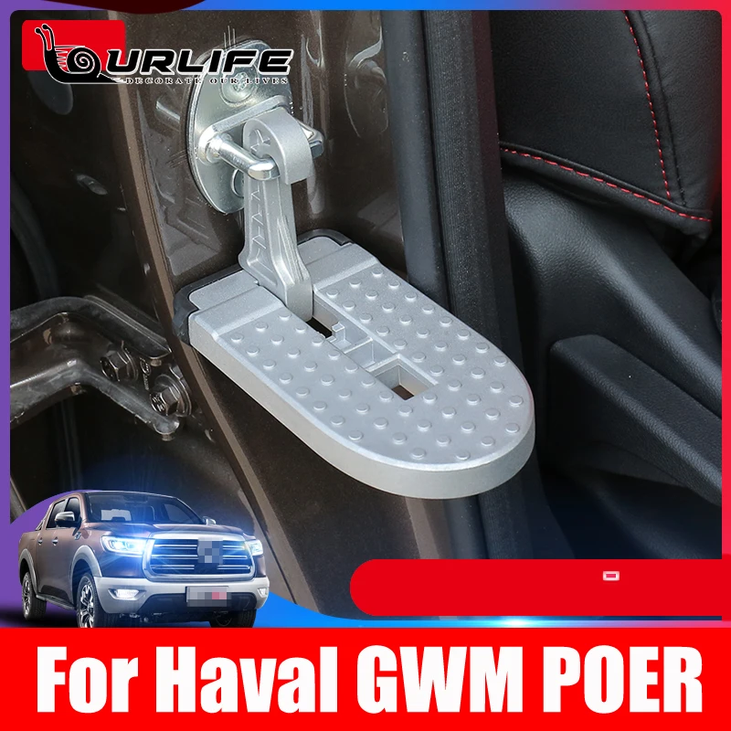 Aluminum Alloy Car SUV Door Pedal Hook Folding Pedal Safety Hammer For Great Wall Poer UTE 2019 2020 2021 Accessories