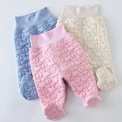 Autumn Winter Baby Pants Cotton Newborn Unisex Casual Footed High Waist Baby Boy Giril Trousers Toddler Warm Sleeping Wear 3m-36