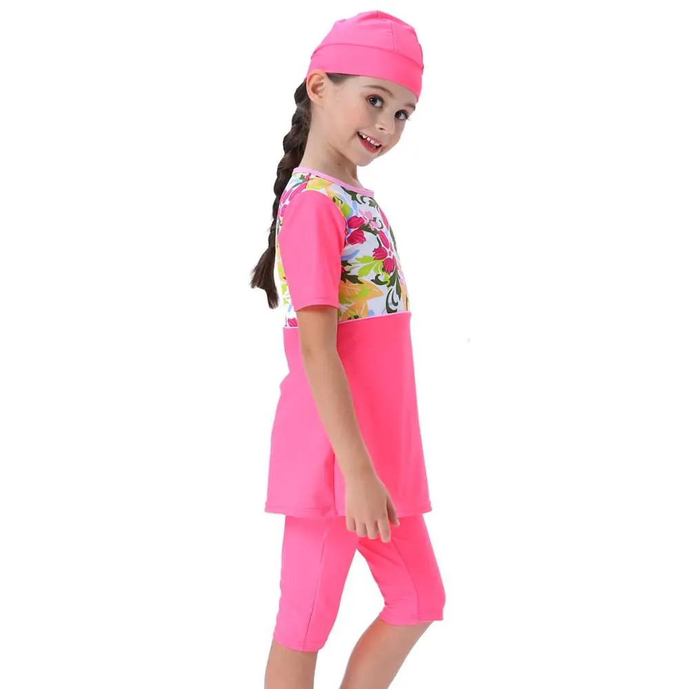YONGSEN Girls Muslim Swimwears Arab Islam Beach Wear Swimming Islamic Burkinis Children Swimsuits Diving Suits Short Sleeve