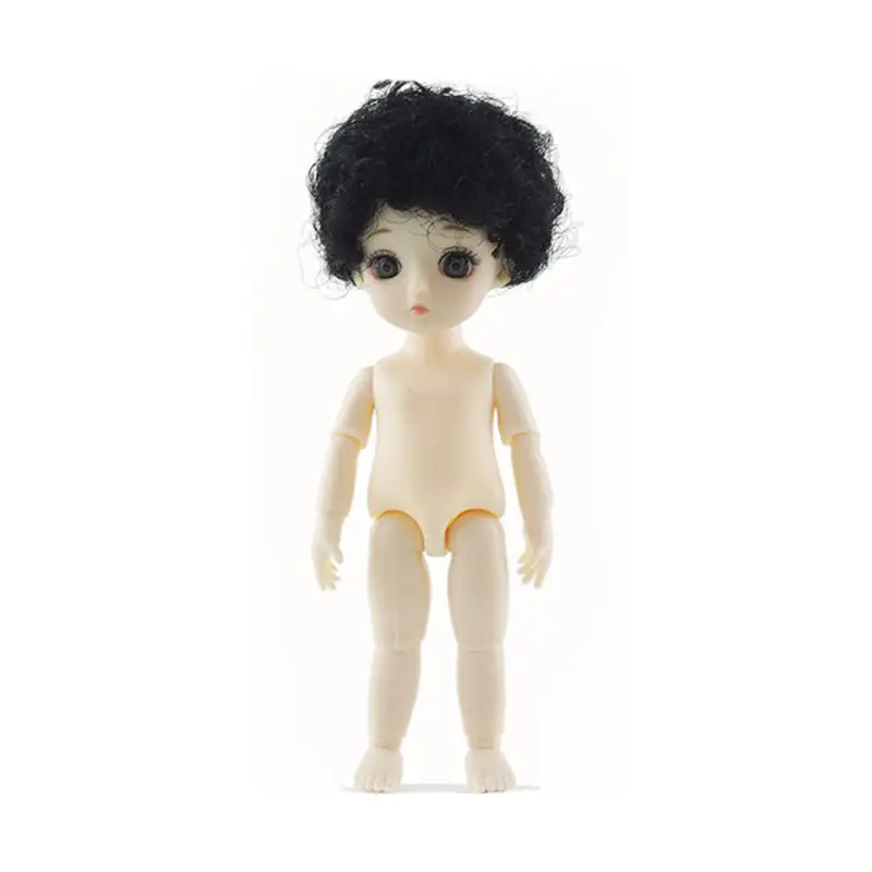 Adollya BJD Doll Body 16cm Naked Ball Jointed Swivel Doll Mushroom Head 13 Movable Joints 3D Eyes 1/12 BJD Dolls