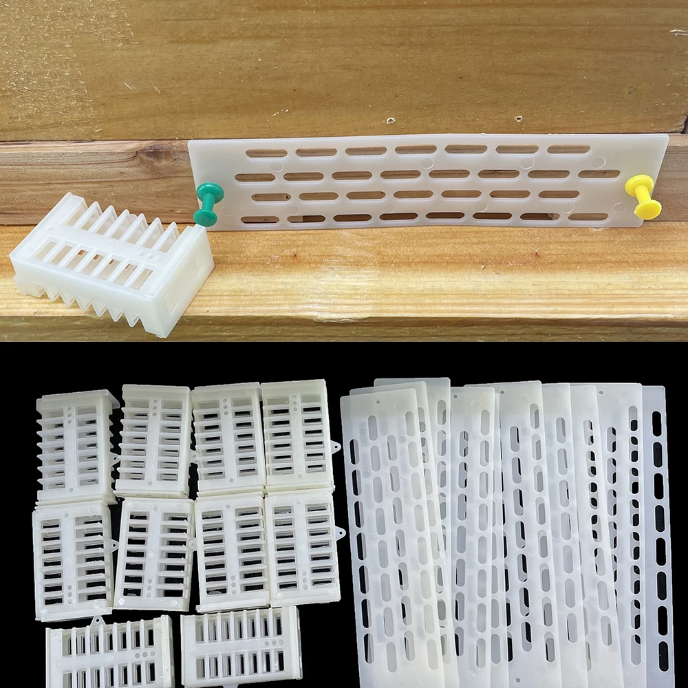 

50set Extension Brood Rearing Cage Imprison Queen Prisoner Introduction Plastic Queen Excluer Reduer For Small Bees 3.9mm Gap