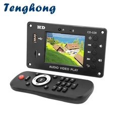 Tenghong-REPRODUCTOR decodificador MP3 Bluetooth 5,0, 2,8 pulgadas, HD, 7-24V, módulo de decodificación de vídeo Multimedia, AUX, USB, tarjeta TF, amplificadores de sonido DIY