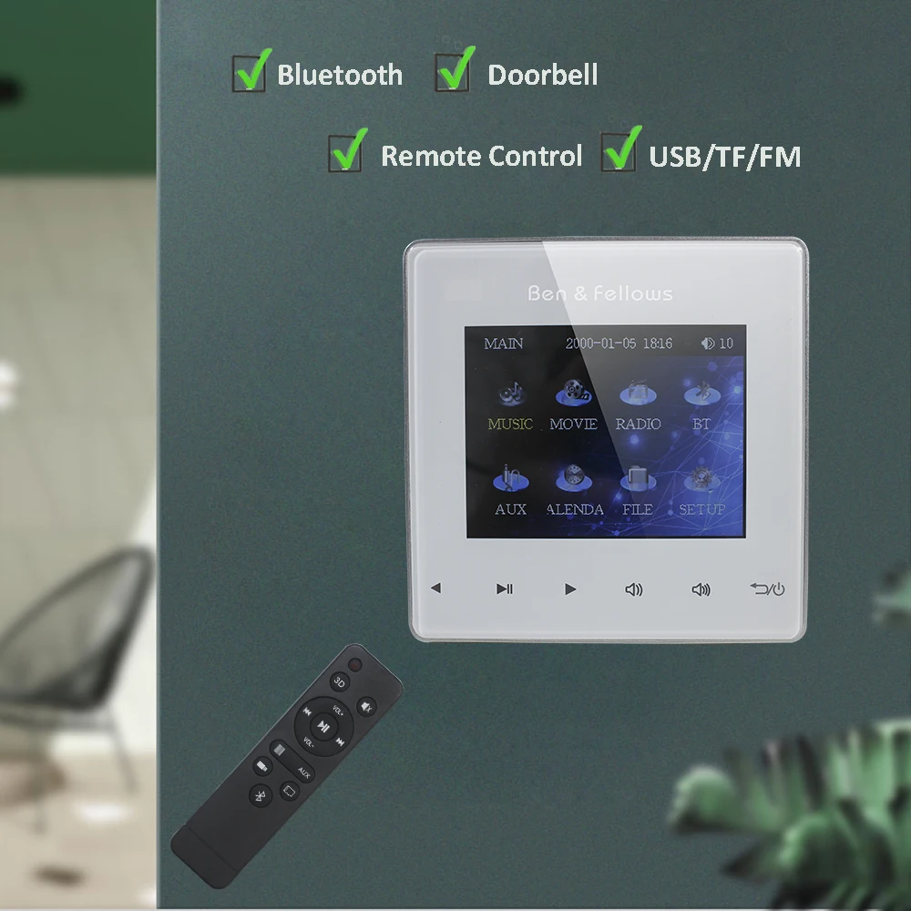 Home-Audio-System Bluetooth Digital Stereo Verstärker, In Wand Verstärker mit Touch-Taste und Display