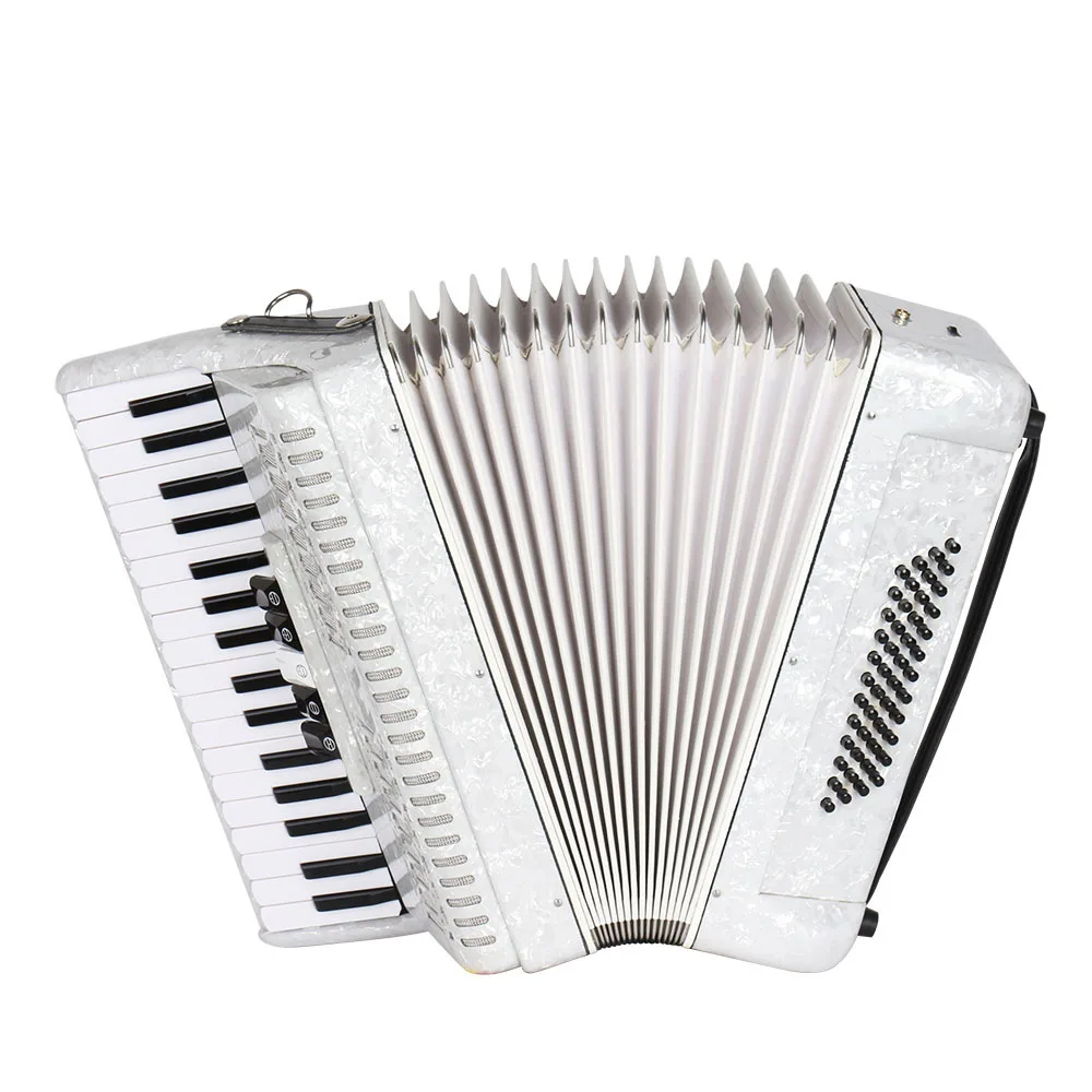 

34 Key 48 Bass Accordion Musical Instrument White Pattern Keyboard With Bag/Wipe/Gloves/Shoulder Strap