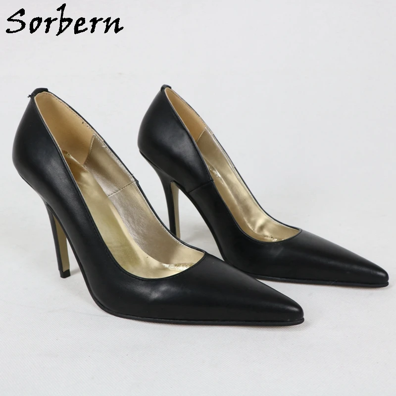 Sorbern Comfort 10Cm Heel Shoes Women Real Image Slip On Ol Shoes Stilettos High Heels Size 11 Pointed Toe Heels Crossdresser