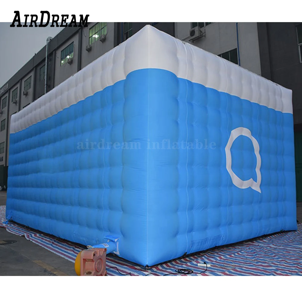 Outdoor customized Any size 6x4m blue inflatable selling booth cube stand circus tent with air blower for party tent event tent