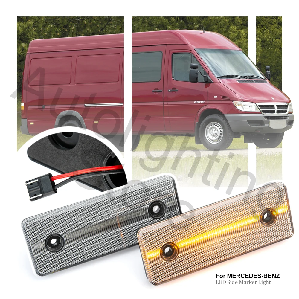 

2Pcs LED Amber Side Marker Lamp For Mercedes Benz Sprinter W901 W902 W903 W904 W905 Dodge 01-06 Clearance Position Lights