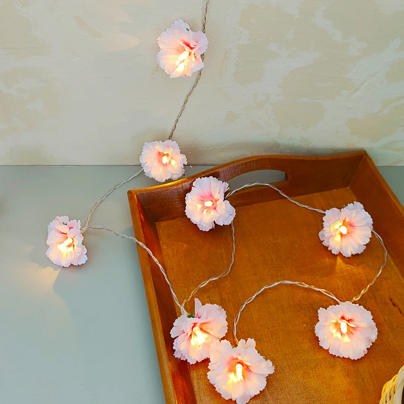 Pink Cherry Blossom String Lights 1.5M 10LED Pink Flower Fairy Garland Lights Decoration Valentine\'s Day Spring Wedding Birthday