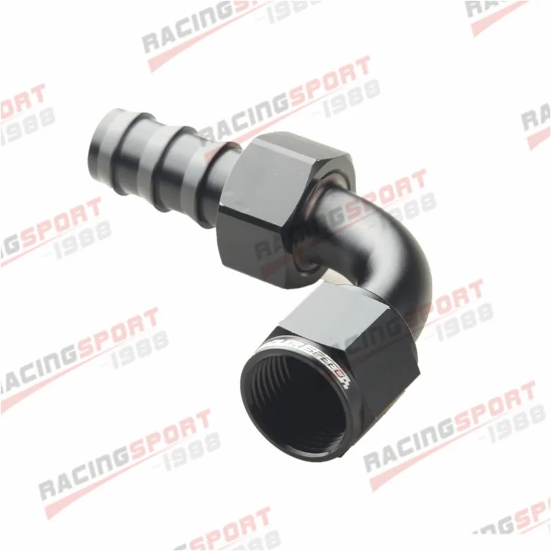 90 Degree 10AN AN-10 Swivel Push On Oil Fuel Line Hose End Fitting Adaptor Black