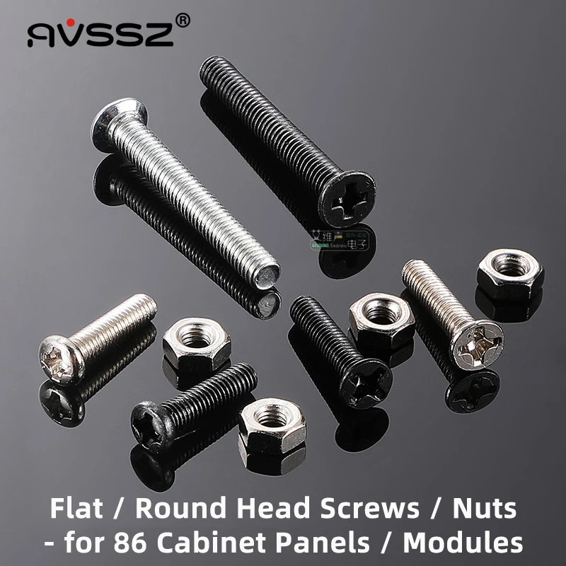 

AVSSZ 10 Pairs Audio Video 86 Cabinet Panel D Type Module Socket Round Flat Head Metal Screws & Nuts 3mm O.D 12 14mm Length