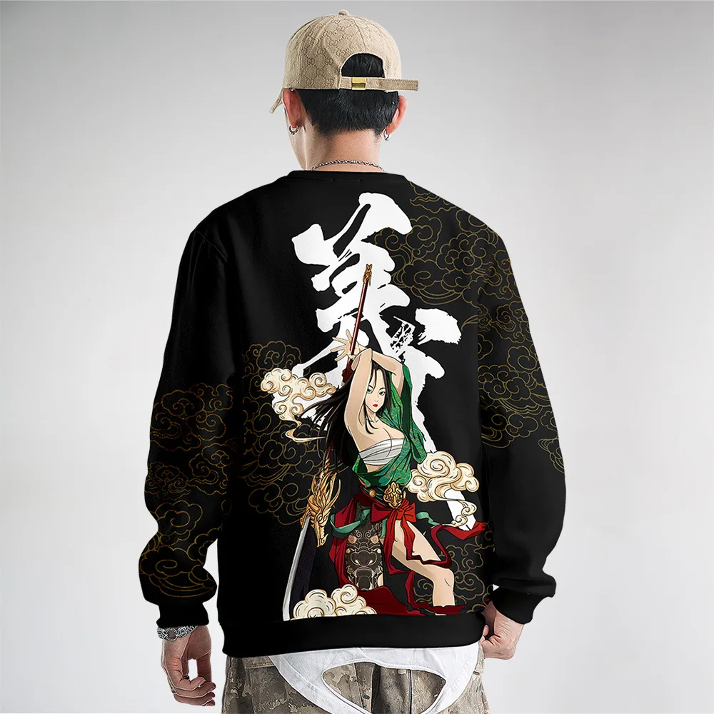 Men Sweatshirts Autumn Winter Warm Pullovers  Long Sleeve Black Harajuku Hip-pop Tops