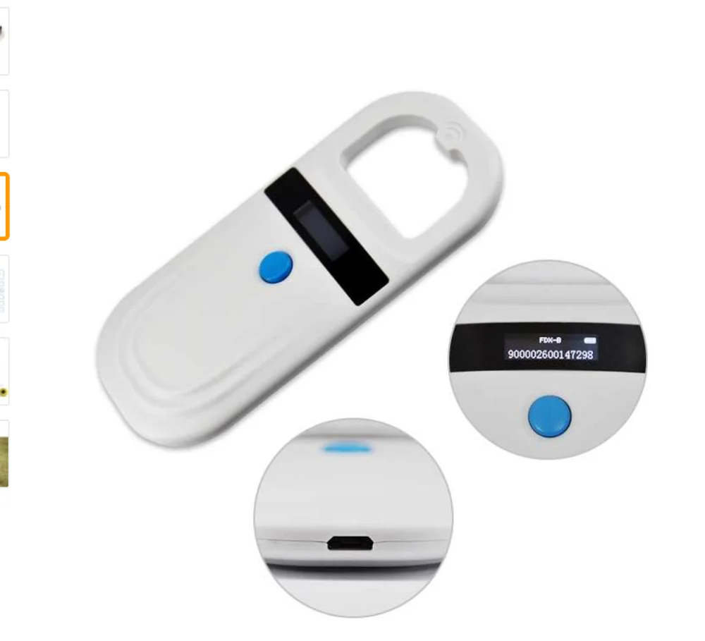 Handheld 134.2KHz 125kHz Animal RFID Reader Pet Cat Dog Microchip Scanner FDX-B Glass Chip  Tag Reader with Tags