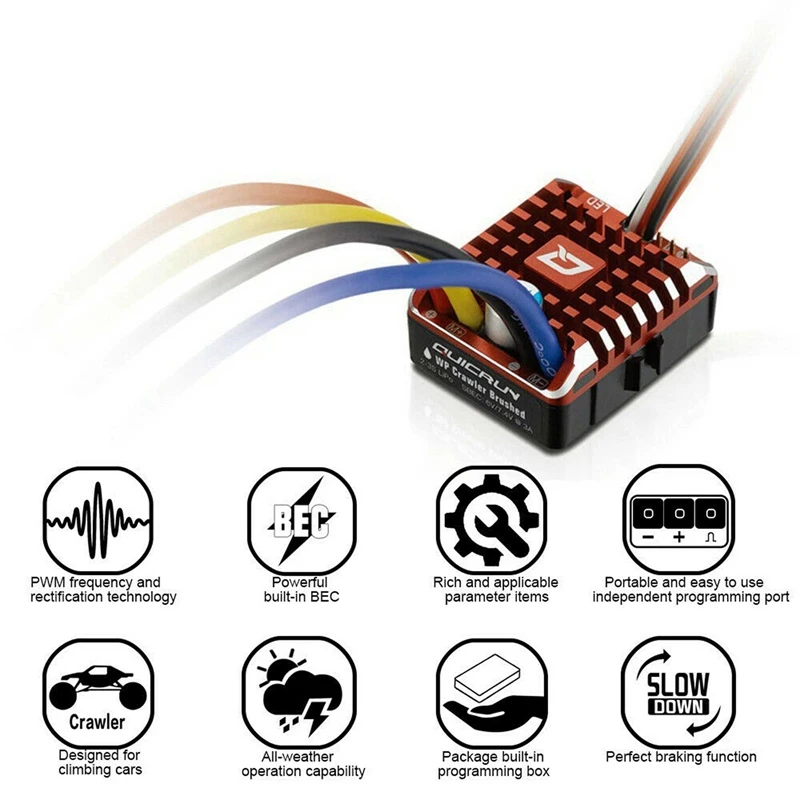 Hobbywing QuicRun 1080 Waterproof Brushed 80A/60A ESC + Program Card For Crawler