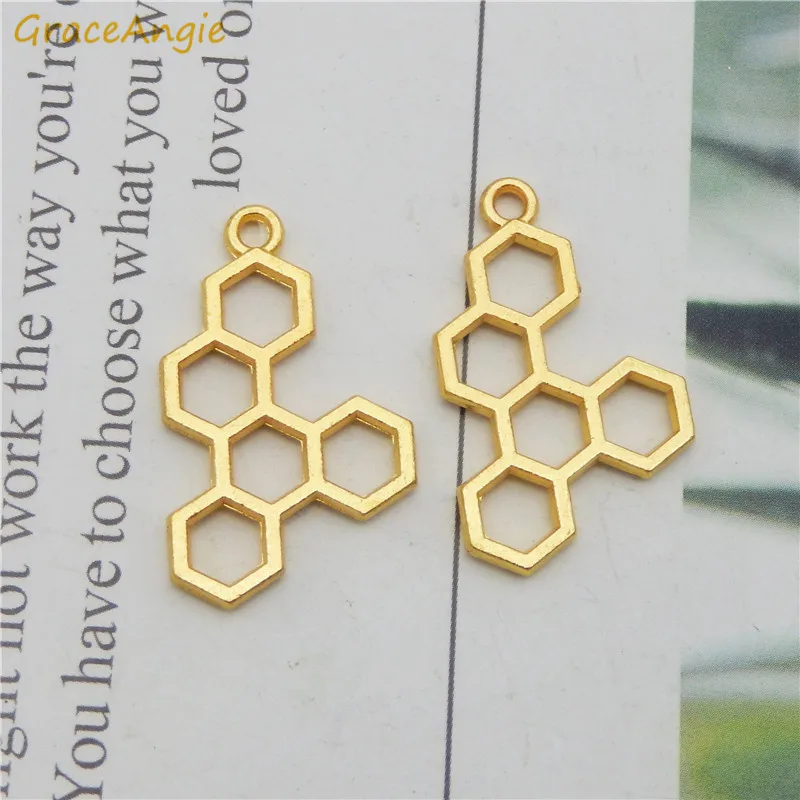 10pcs Honey Comb Charms Necklace Pendant Gold Color Animal Bees Jewelry Handmade Bracelet DIY Jewelry Earrings Chokers Crafts