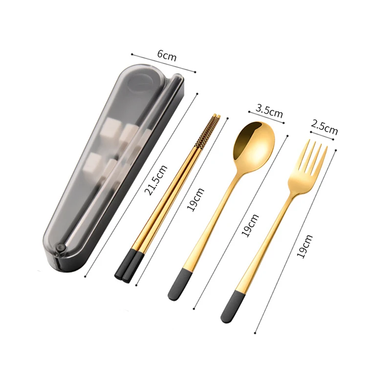 

Travel Dinnerware Set Portable Cutlery Set Camping Dinner Sets Spoon Fork Chopstick 304 Stainless Steel Tableware With Case