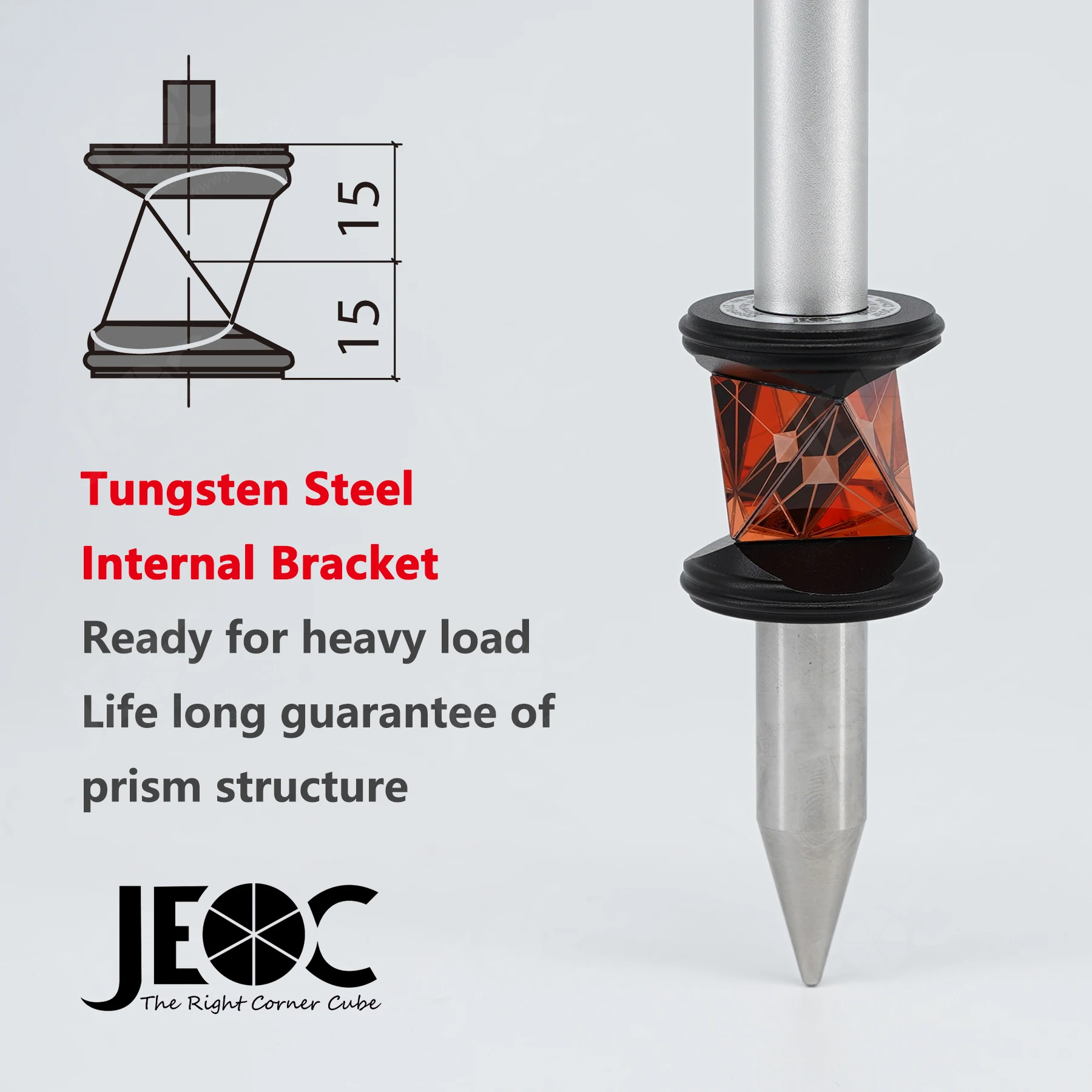 JEOC GRZ101 avec support interne en acier au tungstène, Mini prisme à 360 degrés pour accessoires de station totale Leica arpentage topographique