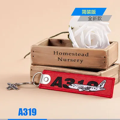 Creative Airbus Tag with Small Metal Plane Red Luggage Bag Tag with Embroidery A380/ 310 / 340 / 330/ 321/ 320 / 319