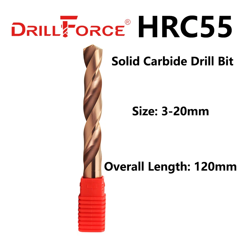 Drillforce 1 3mm-20mmx120mm OAL HRC55 Chắc Chắn Carbide Khoan Bộ, xoắn Ốc Sáo Bit Khoan Xoắn Cho Hợp Kim Cứng Đồng Dụng Cụ