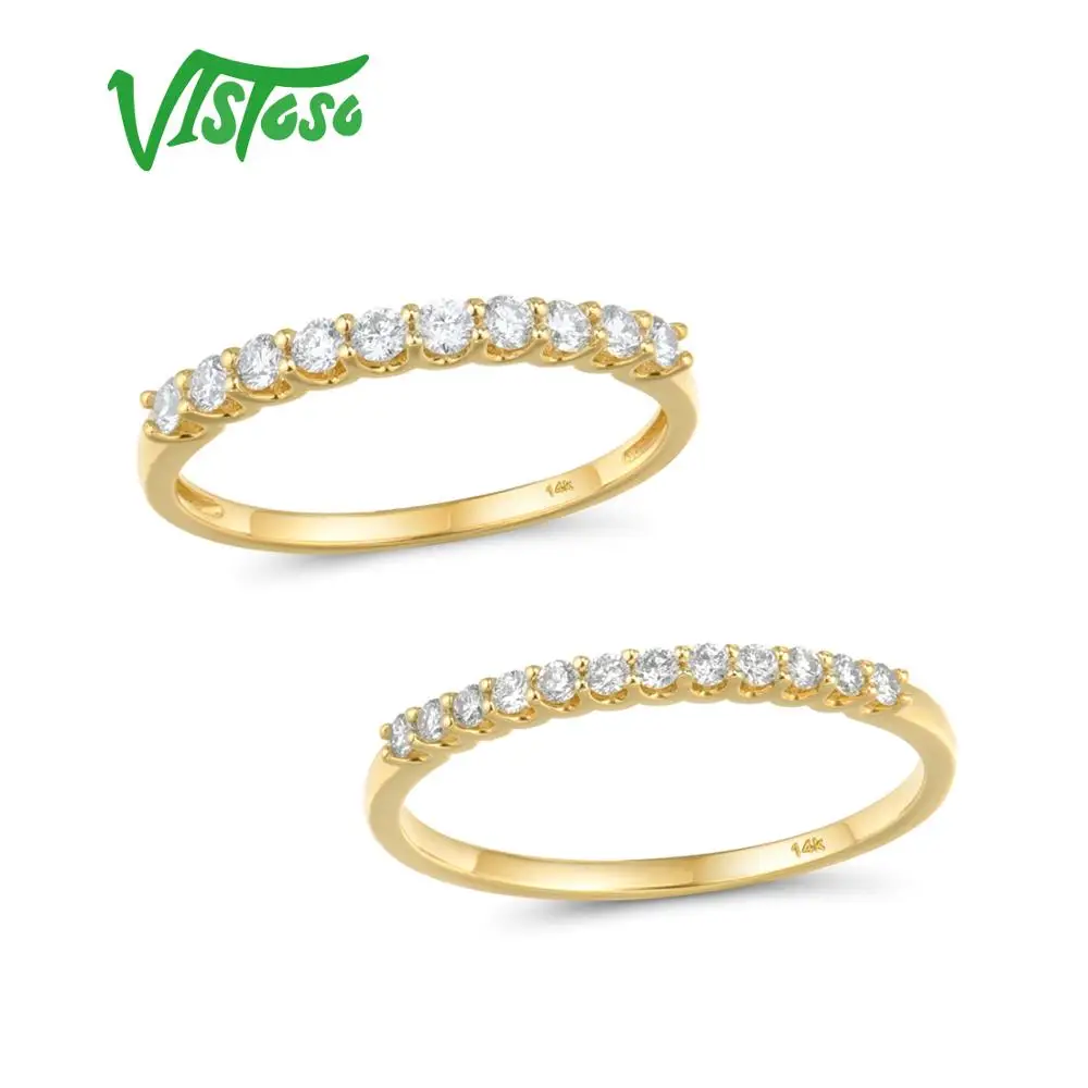 

VISTOSO Gold Ring For Women Genuine 14K 585 Yellow Gold Ring Sparkling Diamond Promise Engagement Rings Anniversary Fine Jewelry