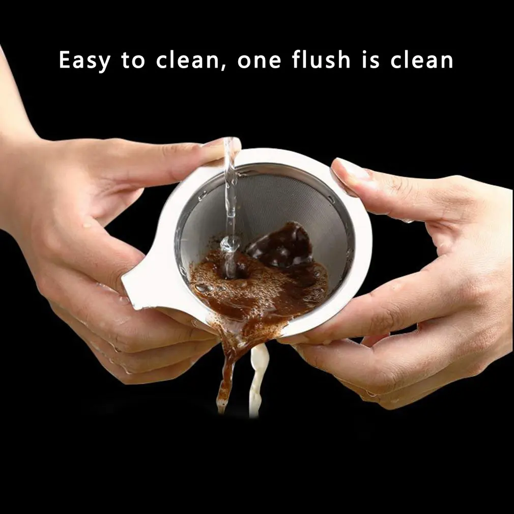 Reusable Double Layer Coffee Filter 304 Stainless Steel Cone Coffee Filter Baskets Mesh Strainer Pour Over Coffee Dripper Tools