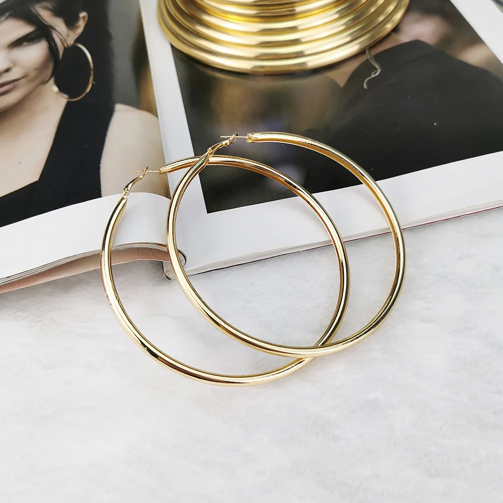 BLIJERY Exaggerated Oversize Metal Hoop Earrings Gold Color Smooth Big Circle Earrings for Women Punk Jewelry Boucles d\'oreilles