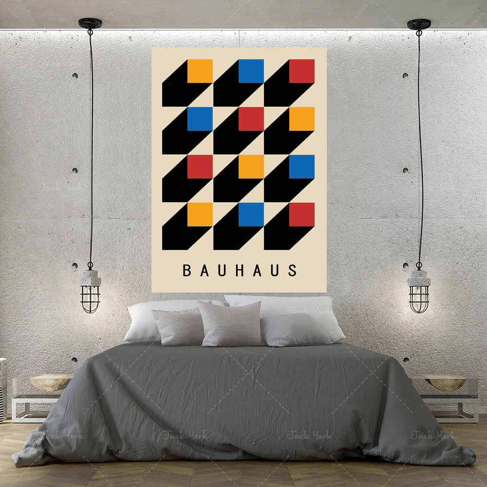 اللوحة الفنية الحديثة باوهاوس بساطتها ملصق المعرض الأصفر طباعة قماش جدار الفن لغرفة المعيشة ديكور المنزل #4