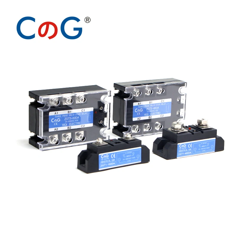 CG trifásico 10A 25A 40A DA 60A 80A 100A 150 200A trifásico SSR 3-32V DC Control 24-480V AC relé de estado sólido SSR AC tres DC-AC
