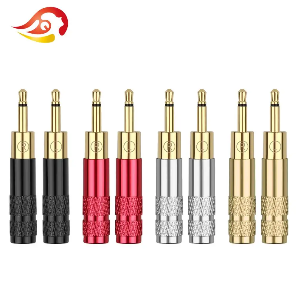 

QYFANG 1 Pair 2.5mm 2 Pole Gold Plated Copper Plug Audio Jack Wire Connector Earphone Pin Metal Adapter For HD700 HiFi Headphone