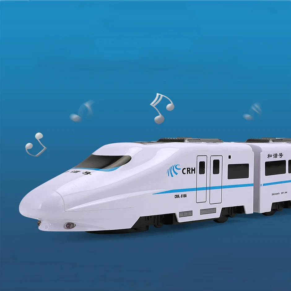 Tren de juguete eléctrico para niños, sonido, luz y música, simulación de conducción Universal, Harmony EMU, Riel de alta velocidad, regalo de Navidad