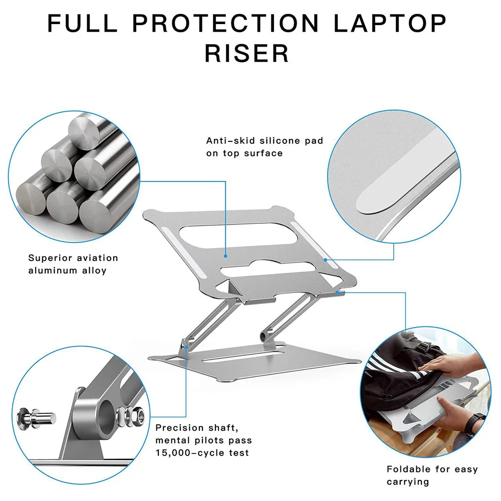 Supporto per Laptop regolabile in lega di alluminio, supporto per Laptop supporto multi-angolo supporto per Notebook pieghevole a rilascio termico