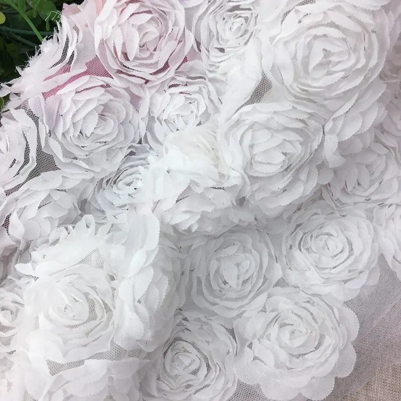 GLace 1M/lot 3D chiffon off white pink lace sewing fabric for women dress Knitted cloth decoration TX1344