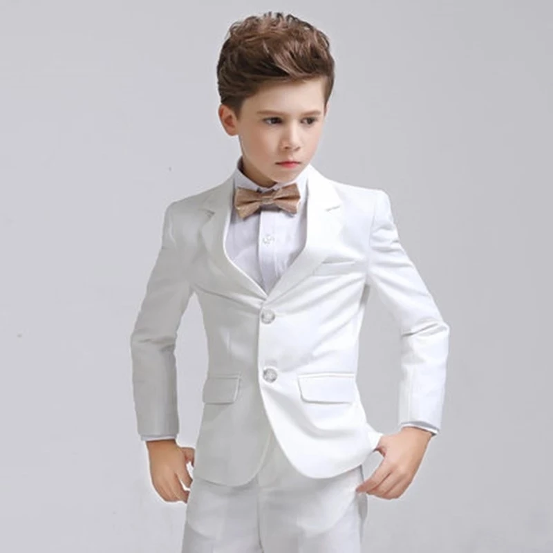 Traje Formal de esmoquin para niños, Blazer blanco y negro, pantalones elegantes para niño, traje de dos piezas, vestido de graduación, traje de boda B01