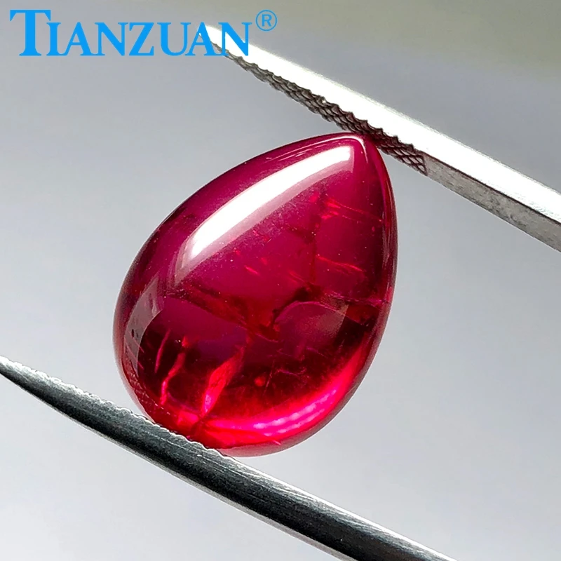 pear shape cabochon cut   Artificial  ruby red  stone with inculsions vs si clarity loose stone for jewelry making DIY material